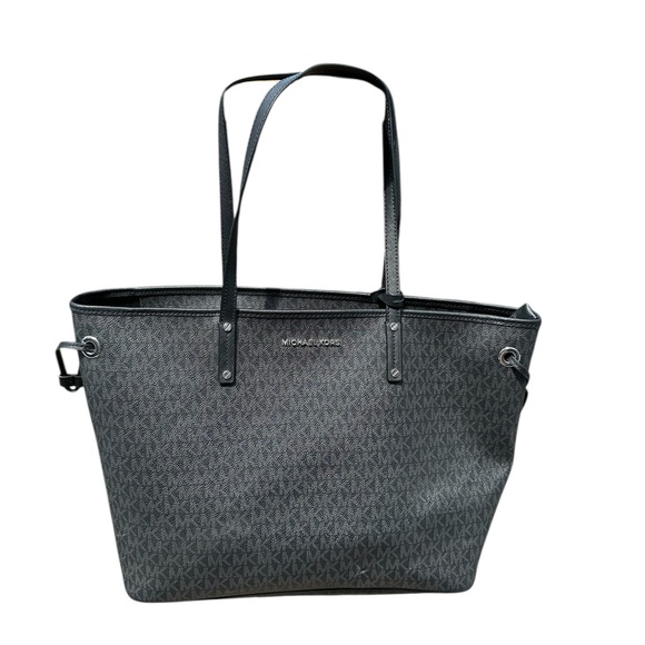 Michael Kors Black MK Logo Jet Set Travel Tote - Picture 1 of 12